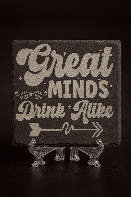 š§  Great Minds Drink Alike ā Funny Slate Drink Coaster