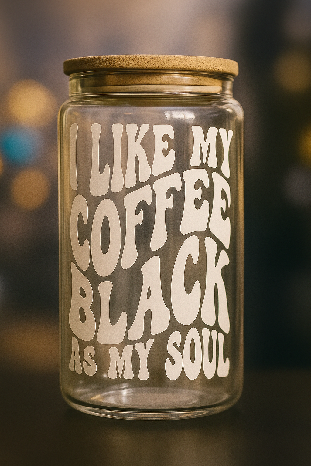 ☕ I Like My Coffee Black As My Soul – Glass Cup 🖤