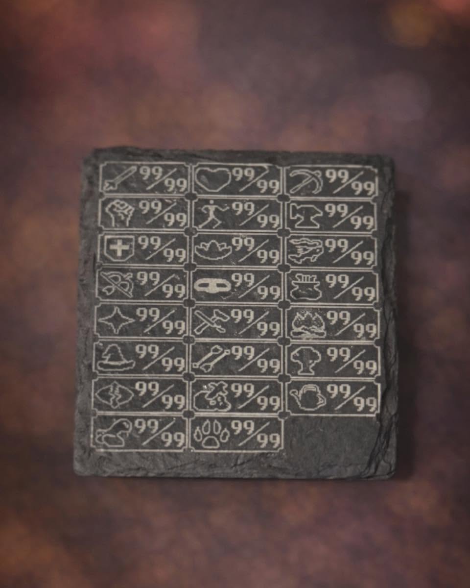 Old School RuneScape Skills Symbols Slate Coaster