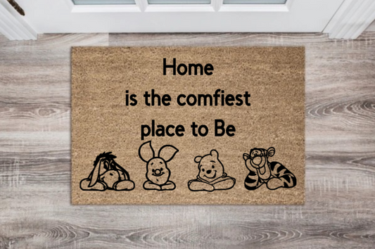 🧸🍯 “Home Is the Comfiest Place to Be” Doormat – Winnie the Pooh Inspired